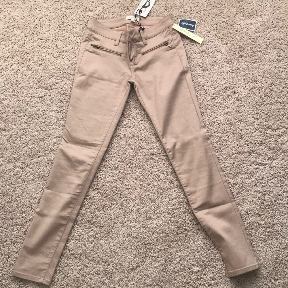 Skinny beige denim jeans